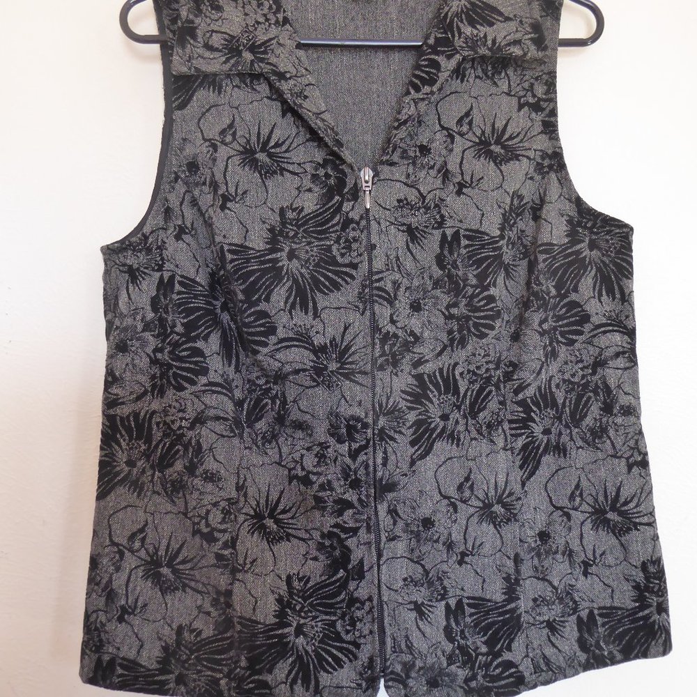 Black/grey Brocade Vest - Medium